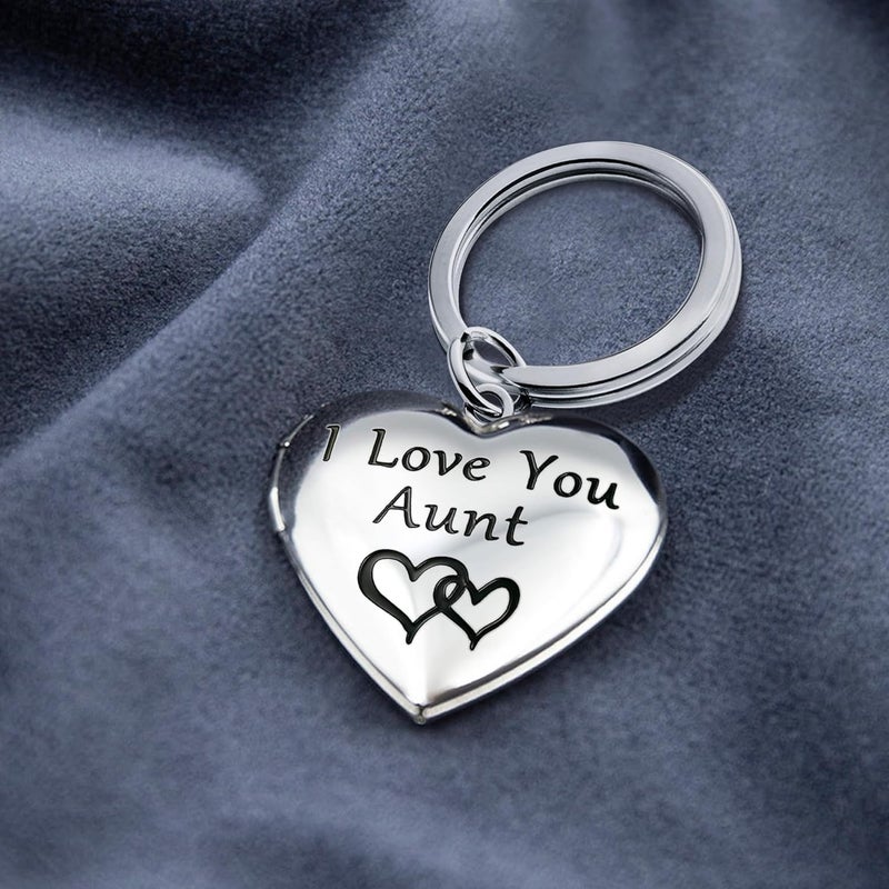 PHOCKSIN Silver Heart Locket Keychains for Women Gold Photo Locket Key chain that Hold Pictures New Years Gifts for Women - Image 4
